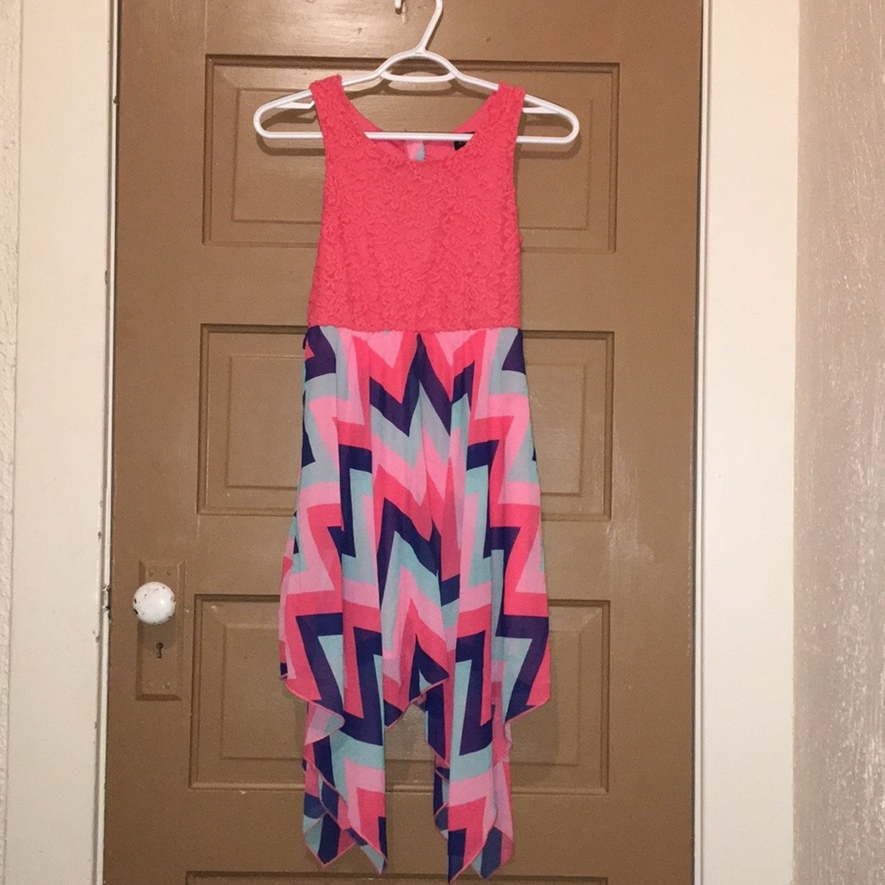 Pink and blue(different shades) tank top with lace